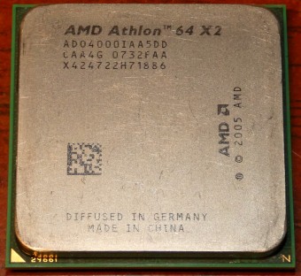 AMD Athlon 64 X2 Dual-Core 4000+ CPU (AD04000IAA5DD CAA4G 0732FAA) Diffused in Germany, Made in China 2005